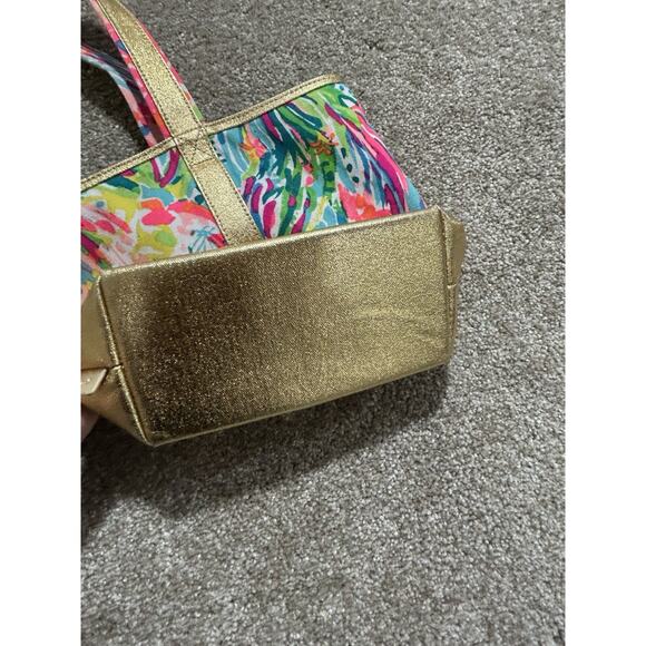 Lily Pulitzer Wine Bag Gold Fan Sea Pants Tote - Picture 5 of 5
